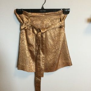 BCBG Gold Paisley Print Skirt